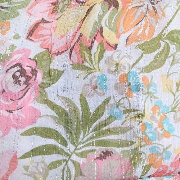 Rare Pastel Y2K BOB MACKIE STUDIO Silk Chiffon Lurex Floral Peplum Top Size 8(4) - Picture 2 of 5